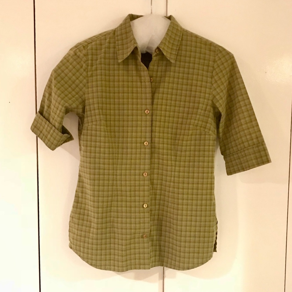 Crossroads Olive Half Sleeve Button Down